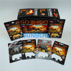 Go Rhino Men Enhancement Pill Blister Card Packaging With Rhino Figure Blister Bottle