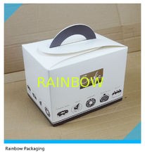 Beautiful Foldable Cake Packaging Box Silver Art / Kraft Paper With Handle