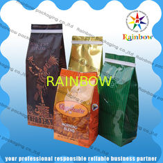 Stand Up Coffee / Tea Plastic Packaging Bag Side Gusset  Custom Printing With Valve
