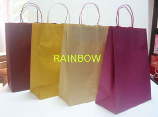 Purple / Yellow / Brown Paper Bag Packaging Eco-friendly With Stylish Logo