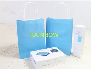 Beautiful Blue Printing Kraft Paper Bags Medium Size For Shopping