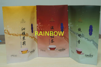 Zipper / Tear Notch Tea Bags Packaging Colorful Glossy Finish Stand Up