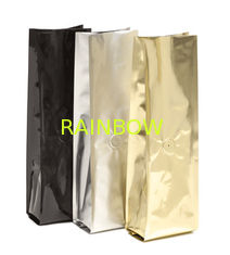 Glossy Finish Bottom Gusset Coffee Packaging Bags With Zipper / Valve