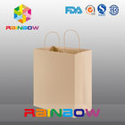 Recycled Brown Customized Paper Bags /  Kraft Paper Bag With Loop Handle For Shopping