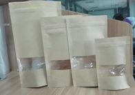Brown k Stand Up Pouch Customized Paper Bags Food Packaging Bags With Clear Window