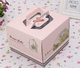 Printing Colorful Square Cake Packaging Box / Container With Die Cutting Handle