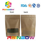Flat Bottom Brown Customized Paper Bags / Craft Paper Bag With Zipper