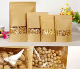 Customized Paper Bags For Snack Foods , Kraft Paper Bag For Popcorn With Window