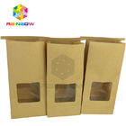 Coffee / tea kraft stand up pouches with window , 250g 500g paper pouch packaging Tin tie