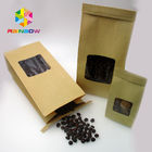 Custom Printed Foil Lined Kraft Paper Stand Up Pouch Bag With Clear Window For Coffee Bean