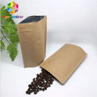 Stand Up Plastic Brown Kraft Paper Bag Customized Paper Bags With Zip lock For Coffee Bean