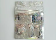Childproof Three Side Seal Pouch Holographic Laser Mylar Foil Lined With Zipper