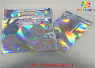 Holographic Stand Up Zip Lock Bag Laminated Poly Large Plastic Packaging Hologram Foil Sticker