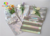 Laser Mylar foil pouch with clear side for nail polish glitter powder packing cosmetic hologram foil packaging bags