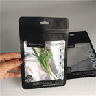 Matte Black Aluminium Foil Pouch Phone Case Packaging Wire Cable Zipper Lock With Clear Window