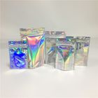 Durable Hologram Stand Up Pouches Mylar Weeds Smell Proof Bags With Clear Window