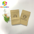 UV Printing Three Side Sealed Zipper Craft Paper Bags For Chocolate Bar Packing