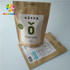 No Pollution Heat Seal Food Packaging Stand Up Kraft Paper Zipper Bag For Nuts / Protein Powder