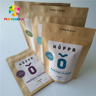 No Pollution Heat Seal Food Packaging Stand Up Kraft Paper Zipper Bag For Nuts / Protein Powder