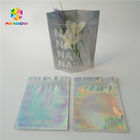 Plastic Hologram Mylar Zipper Cosmetic Packaging Bag CMYK Color With Clear Window