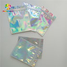 Plastic Hologram Mylar Zipper Cosmetic Packaging Bag CMYK Color With Clear Window