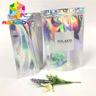 Heat Seal Surface Plastic Pouches Packaging Hologram Effect Bags With Window