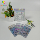 Glossy Mylar Make Up Cosmetic Organizer Bag Holographic Foil Clear Window With Custom Logo