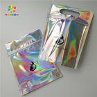 Gravure Printing Clear Plastic Cosmetic Bags Top Handle Holographic Foil For Clothes / Glove