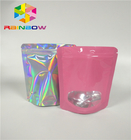 Plastic Stand Up Cosmetic Packaging Bag Hologram Zipper Packing Customized Size