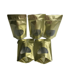 Customized Recyclable Gold Stand Up  Pouch With Aluminum Foil Clear Window For Candy Coffee Bean Tea
