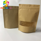 Custom Printed Brown kraft Paper bags resealable stand up  paper packaging pouch