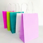 Foldable Gravure Printing CMYK Kraft Paper Handles Bags