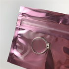 Small Size Plastic Rose Gold Ziplock Pouch Logo Printing Three Side Seal Zipper Bag For Jewellery With Window