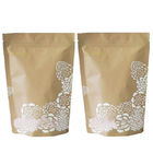 Zipper Tea Plain Light Brown Kraft Paper Bags Stand Up With Degassing Valve