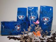 Valve / Zipper Tea Packaging Bag Blue Gusset Side Colorful Printed Matte Finish