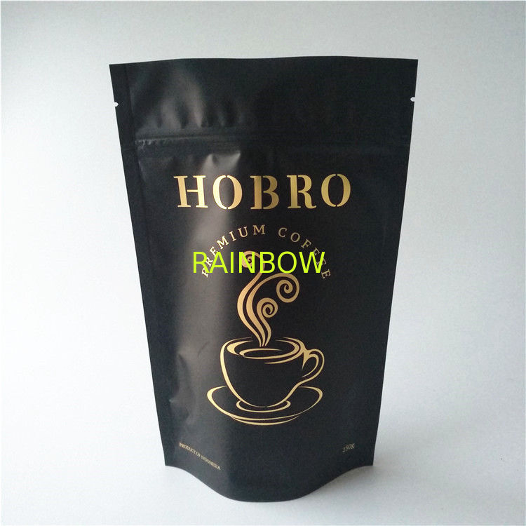 Resealable Tea Bags Packaging Aluminum Foil Stand Up Coffee Bag With Valve