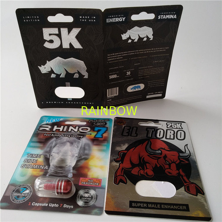 3d Card Blister Pack Packaging Custom Printed Paper Card Rhino 7 Jaguar 30000 Sex Pill Pack