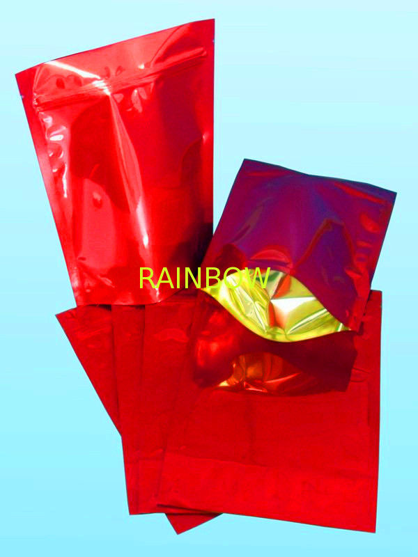 Red Aluminum Foil Stand Up Pouches Lightweight With k and Tear Notch