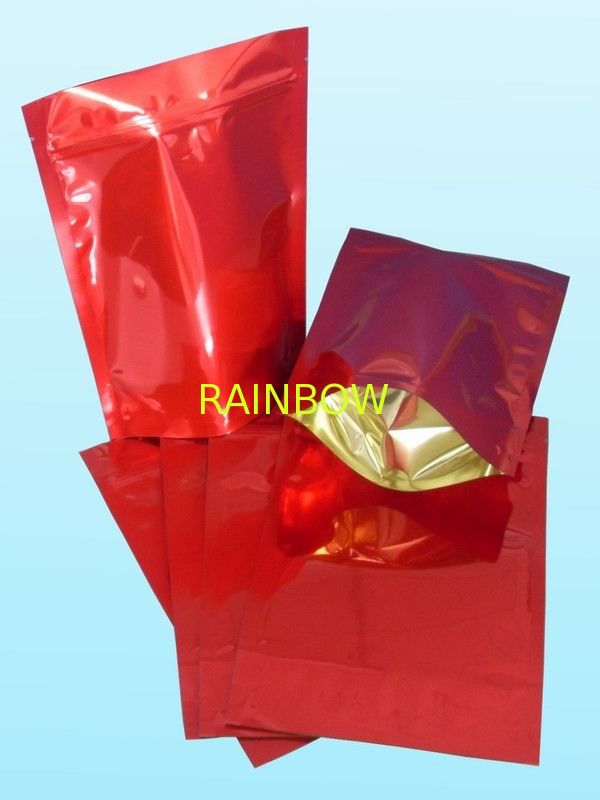 Glossy Plain Red Foil Pouch Packaging Stand Up For Coffee Bean