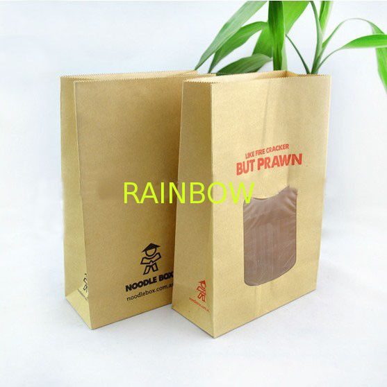 Food Grade Customized Kraft Paper Bags Clear Window For Bread