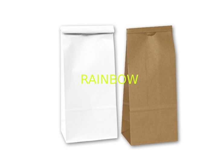 Custom Flat Bottom Kraft Paper Bags , Tin Tie Coffee Packaging Bags
