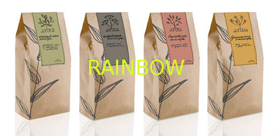 Recycled Printing Zipper Tea Bags Packaging Square Bottom Brown