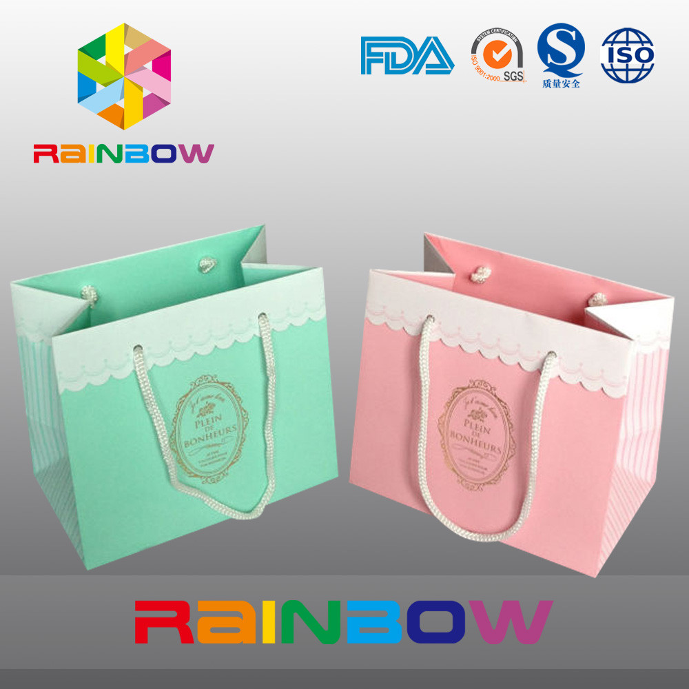 Square Bottom Customized Paper Bags With Drawstring For Gift / Garment