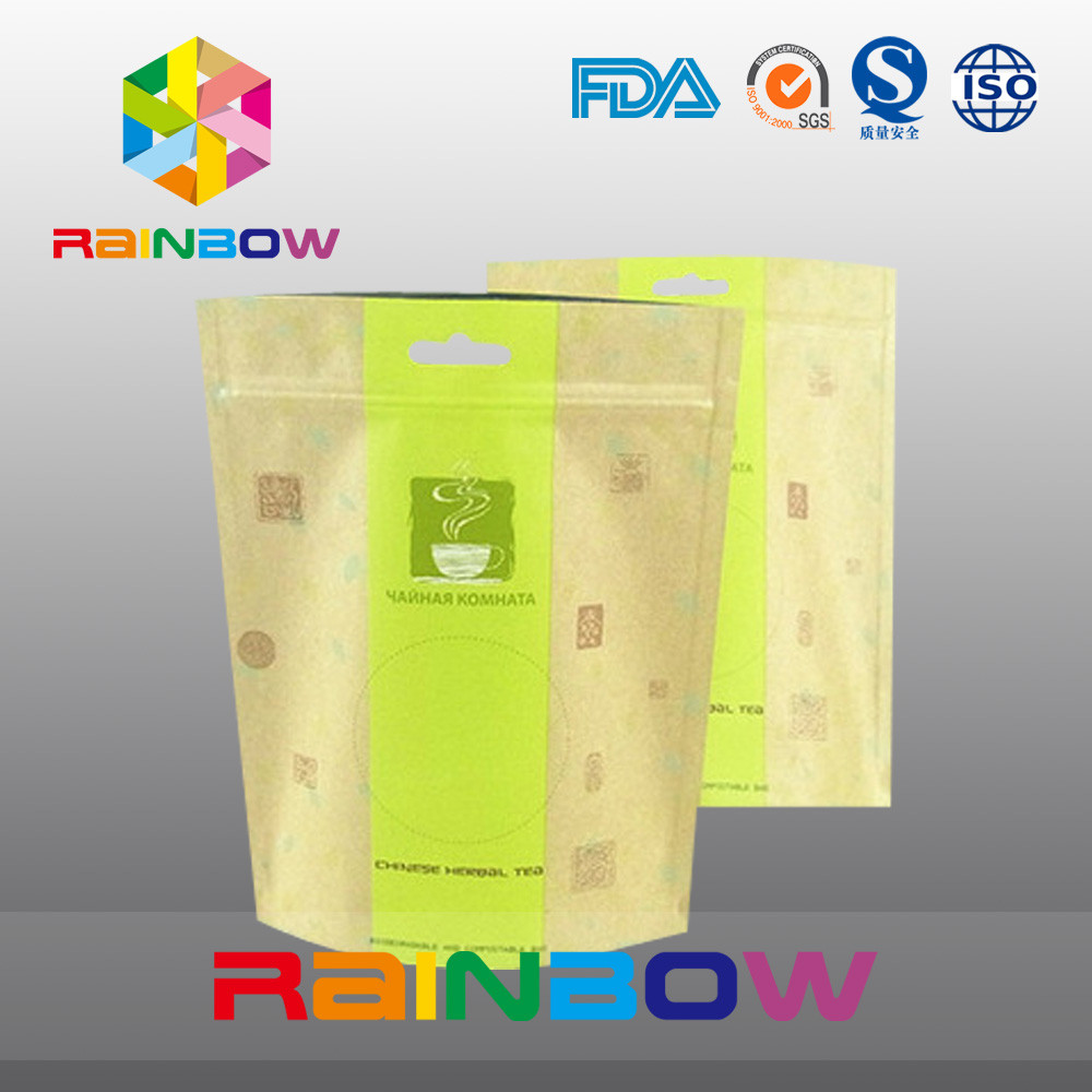 Custom Coffee / Tea Bags Packaging Recycle Kraft Paper Food Grade Paper Bag