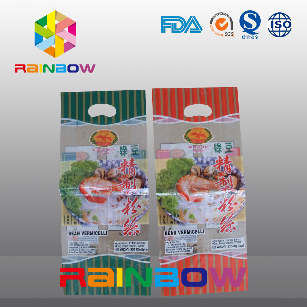 Custom Logo Back Side Sealing Plastic Pouches Packaging With A Hang Hole For Dry Noodles