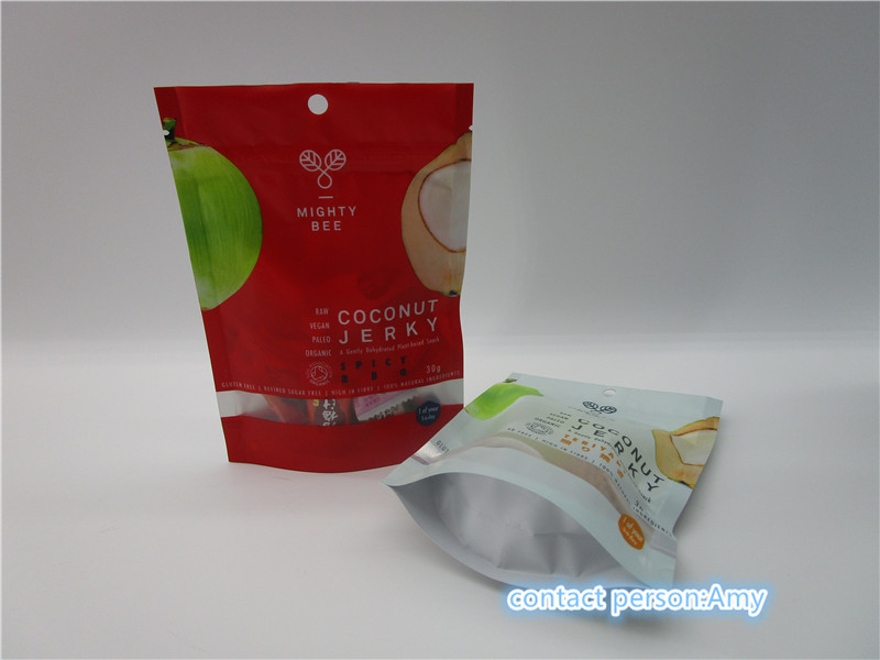 PET + AL + PE coconut jerky Snack Bag Packaging matte finish / glossy finish