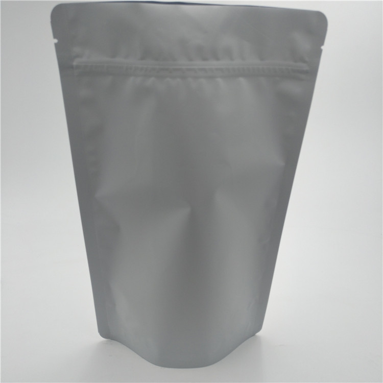 1lb Matte White Plastic Resealable Stand Up Coffee Pouch With Valve