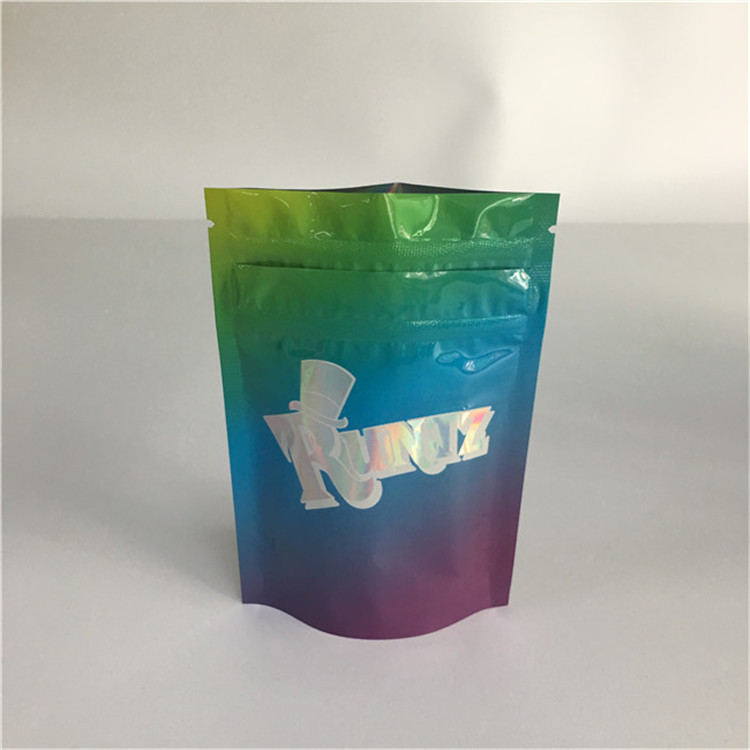 Digital Hologram Printing Herbal Incense Packaging Big Exotic Stand Up Pouch With Zipper