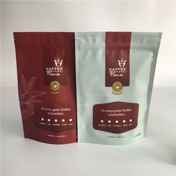 Matte Stand Up Tea Bags Packaging Plastic Zipper Coffee Bag With One Way Degassing Valve
