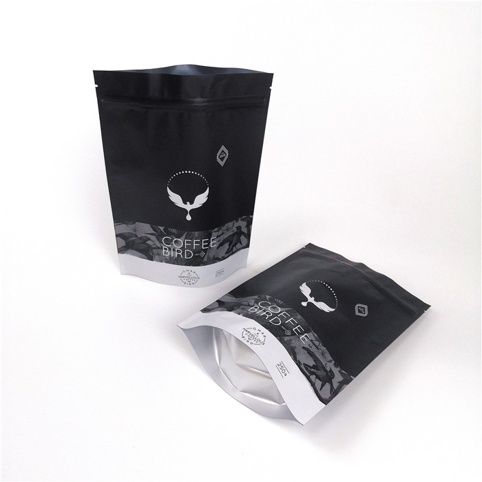 Food Grade Stand Up Plastic Pouches Zip Aluminum Foil Coffee Bag Gravure Printing